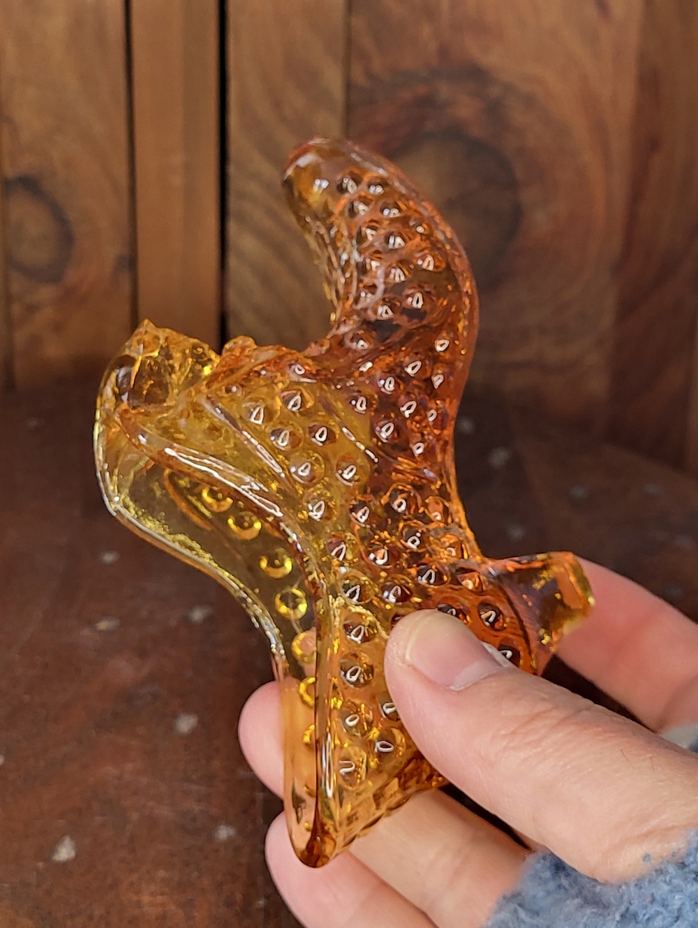 Amber Glass Hobnail Shoe Figurine - Picture 14 of 14
